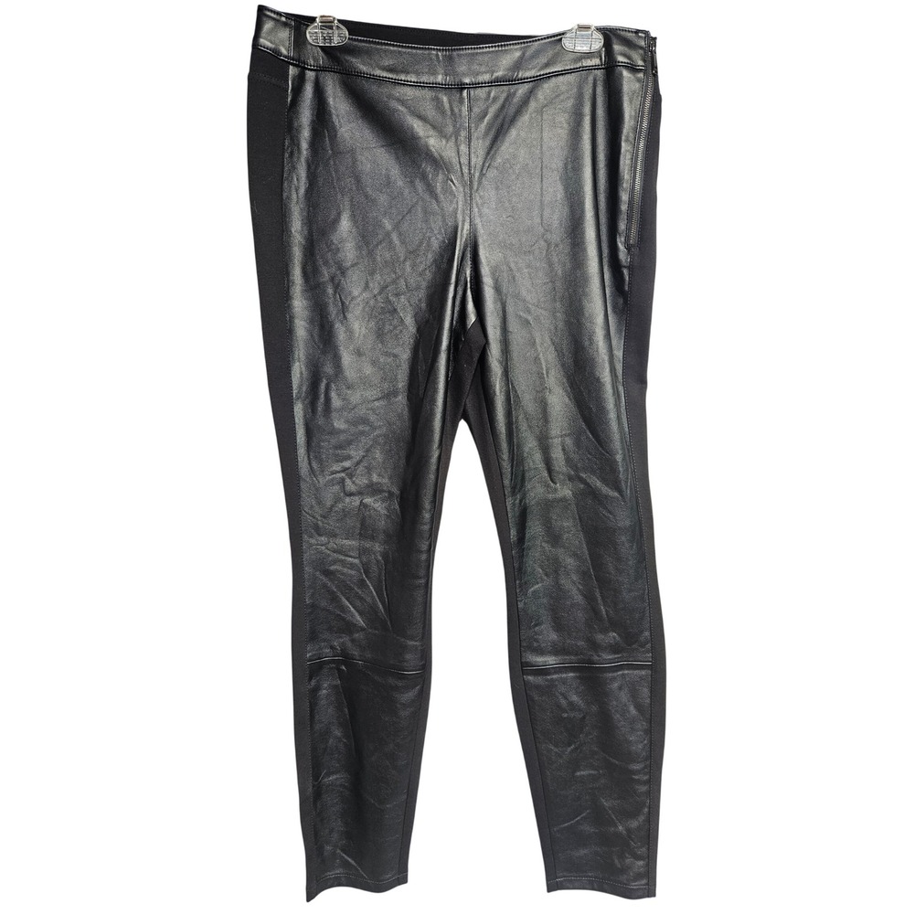 White House Black Market Womens Black Faux Leather Front Skinny Pants Size 10R